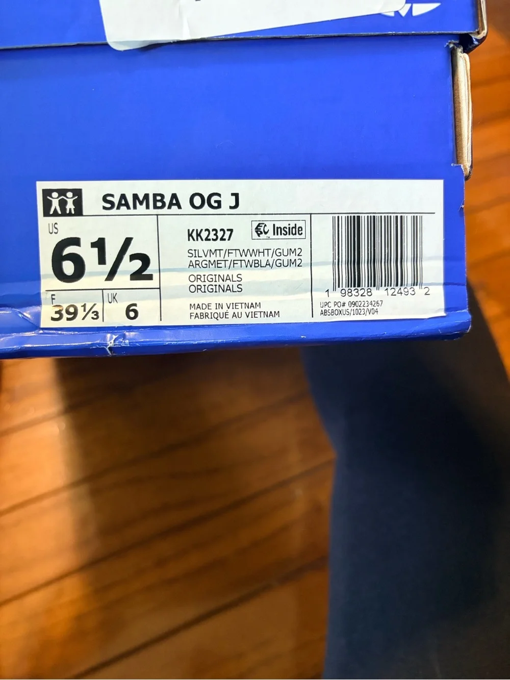 adidas Kids Samba Classic Sneakers in Silver and White with Gum bottom